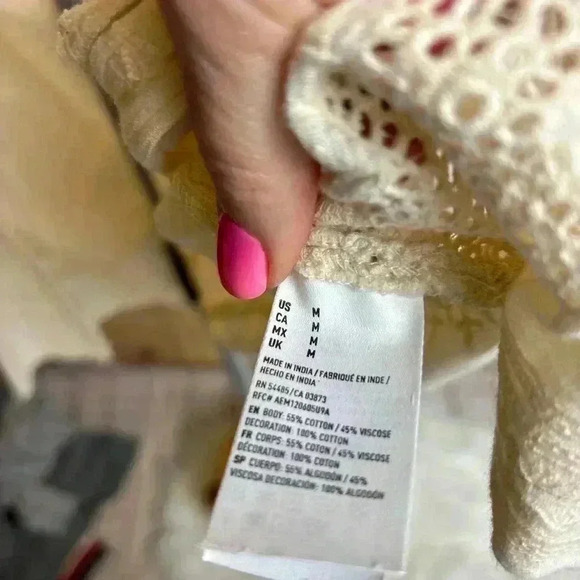 American Eagle Short Duster Boho Cover Up Cream Color Size M - Picture 5 of 8